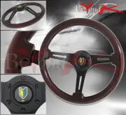 Dark Wood Tuning Light Weight Steering Wheel Jdm Vip Leaf Button Horn (for: Mazda)