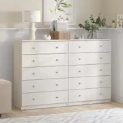 Harriet 5 Drawer Chest of Drawers Tallboy Dresser - 2 Set Bundle - Stylish and Durable Bedroom Storage