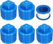 uxcell 5Pcs 1 Inch PT Male Thread PVC Pipe Fitting Plug, Cleanout Plugs, Water Drain End Caps Coupling Adapter with Tape for Water Heater Supply Lines, Plumbing, Blue