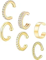 [YREQUE] 6Pcs Ear Cuff for Women 14K Gold Plated Cuff Earrings for Women Gold Ear Cuffs Non Pierced Ear Clips Cartilage Earring Women Jewelry