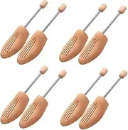 [SKFBMVWE] 4 Pairs of Wood Shoe Tree Stretcher for Men Spring Coil Adjustable Unisex Shoe Shaper Large Size for Men and Women, Wood Shaper Women's Size 10 to 13.5 Man's Size 9 to 13, White（spring Coil