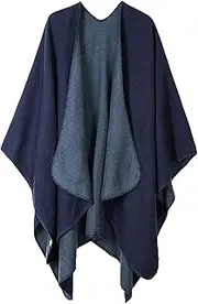 [Lacavocor] Women's Warm Shawl Wrap Cape Winter Cardigan Sweaters Open Front Poncho
