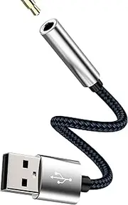 USB to 3.5mm Headphone Jack Adapter for DAC Audio Cable Sound Card Interface PC Car Microphone External Headset Converter for PS4 PS5 Computer Auxiliary Port Speaker Laptop Controller Devices