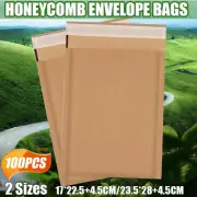 100PCS Eco Friendly Honeycomb Wrap Bags Kraft Paper Cushion Protective Packaging