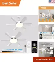 2 Pack 18"Socket Fan Light with 2.4G Remote/APP Control 6 wind Speeds 3 Color...