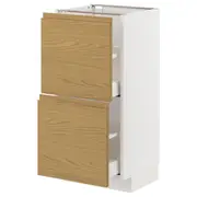 METOD / MAXIMERA base cabinet with 2 drawers, white/Voxtorp oak effect, 40x37x80 cm