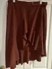 Rusty Brown Midi Wide Wrap Skirt / Front Ruffle Size20 New/ Tags Unique21