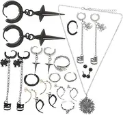[TOVINANNA] 11 Pairs Stainless Steel Clip Earrings Set for Women Unisex Punk Ear with Geometric Designs Stylish and Durable Ear Accessories for Everyday Wear
