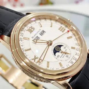 金運名錶當舖 BLANCPAIN 寶珀 Villeret 750玫瑰金&黑皮革  6763自動38MM 單錶現貨Y32