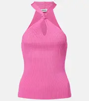 [Simkhai] Simkhai Andrea ribbed-knit halterneck top UK 16 pink