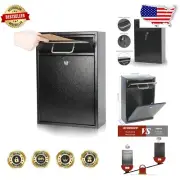 Durable Steel Locking Mailbox - Modern Wall Mount, Large Capacity Black Design