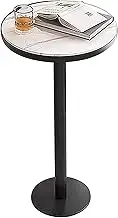 Metal Iron Round Bar Table, Marble Cocktail Bistro Table Counter Dining Table, Easy to Assemble Tall Table Accent Coffee Table for Restaurant Cafe Parties Weddings(Height 105cm/3.4ft)