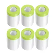 6 Rolls Pre-Taped Masking Film 21.7"x65.6ft Tape Drape Plastic Drop Cloth Green