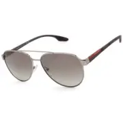 Prada Sport Shiny Gunmetal/Grey Gradient Men's Pilot Style Sunglasses PS54TS 5AV