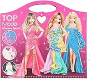 Depesche 12577 TOPModel Create Your Glamour Special Colouring Book with 52 Pages for Designing Glamorous Outfits, Spiral Book with Pre-Printed Models, Includes Accessories