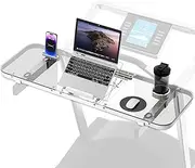 HEWYIOS Treadmill Desk Attachment Transparent，Treadmill Laptop Holder Adjustable Height Ergonomic Treadmill Standing Workstation Stand，Suitable for Treadmill Handshake Width 13-33 inches