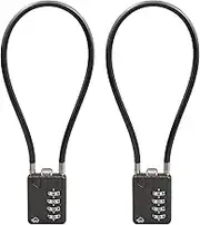 SISAV 30CM/12in Long Cable Locks Cable 4-Digit Combination Lock Re-settable Combination Security Cable Lock Luggage Suitcase Gun Helmet Gun Black 2-Pack