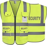 [Uno Mejor] Security Vest for Men Women 9 Pockets, High Visibility Vest for Traffic Controllers