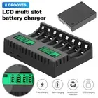8 Slot Smart Battery Charger for AA/AAA Rechargeable Batteries LCD Display