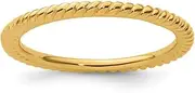 [Stackable Expressions] 925 Sterling Silver Polished Patterned Stackable Gold Plated Twisted Ring Size 10-Stackable-Ring for Women