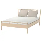 BJÖRKSNÄS bed frame, birch/Lönset, Queen