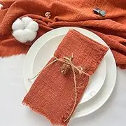 Handmade Cloth Napkins,Cloth Napkin with Fringe Set of 12,Cotton Cloth Napkins 40x40cm for Weddings Decorative Napkins, Dinner Parties, Everyday use,Parties (Orange)