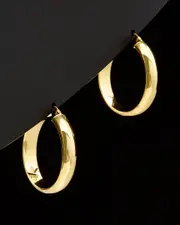 14K Italian Gold D-Shape Round Hoops