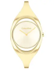 [Calvin Klein] Elation Ionic Plated Thin Steel Champagne Dial Women's Watch in Gold