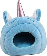 COLLBATH Warm Plush Nest Bed for Hamsters Rats Rabbits Unicorns Design Comfortable Sleep Easy to Clean Pillow Random Color