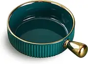 Soup Bowl,Rice Bowl,reakfast Bowl,Soup Bowl with Handle and Spoon,Onion Soup Bowl, Microwave and Oven Safe, Breakfast Bowl for Cereals-green-20x15x5.5cm 650ml (Color : Emerald Green, Size : 20x15x5.