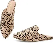 [BOYYOUN] Women's Low Slip On Mule Comfortable Slides-Vegan Suede-Flat Slides for Women，Comfortable Pointed Toe Flat Heel Loafers Golden，Mules