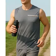 Men's Running Tank Top Running Shirt Sleeveless Vest / Gilet Breathable Quick Dry Lightweight Tennis Golf Running Sportswear Activewear Solid Colored Black Arm