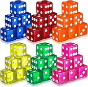 Seenelling 36 Piece 19 mm Casino Style Craps Dice Sets Acrylic and Translucent D6 Dice, Square W/Rounded Edge for Casino, Craps, Table Games and Board Games(Fashion Color)