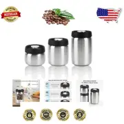Elegant 3-Pack Vacuum Coffee Canister Set - Food-Grade Stainless Steel Storage