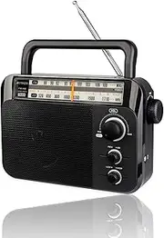 Retekess TR604 Elder Radio, Portable AM/FM 2 Band Radio, Support Dry Battery Power + AC Power, with Headphone Jack for The Elderly