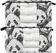 Amooorous Cartoon Cute Black and White Panda 60/95 L zippered under bed shoe storage with Reinforced Handles, clear window storage containers with lids for Clothing, Blanket, Bed Sheets, Pillows