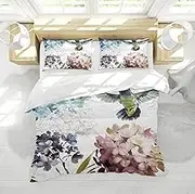 SAISEMIHOME Colibr Queen Bedding Set Farmhouse Garden Birds Floral Duvet Cover Set for Children Boho Duvet Cover for Girls Room Decor 260 x 260 cm