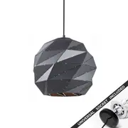 Snap Lighting Origami Metal Dome Downlight to Pendant Light Conversion Kit Grey Large