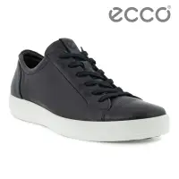 在飛比找Yahoo奇摩購物中心優惠-ECCO SOFT 7 M 簡約耐磨百搭皮革休閒鞋 男鞋 黑
