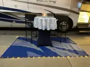Reversible RV Patio Mat With LED Light Border 72 x 106 Includes Carry Bag