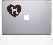 The Decal Guru Heart Airedale Terrier Decal Vinyl Sticker, 12" MacBook, Brown