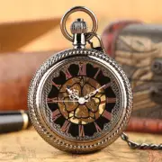 Classic Roman Numerals Display Mechanical Pocket Watch with Fob Chain Best Gifts