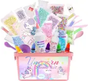 Unicorn Slime Kit for Girls, DIY Glow in The Dark Slime Kit for Ages 10-12 – Cre