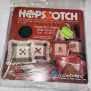 HOPSCOTCH Plaid Cross Stitch Fabric Aida 14 Count 15" x 15" Black tan NEW
