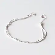 Chain Bracelets,Silver Bracelet,Fashion Bangle,Sterling Silver Bracelet For Women,Women 925 Sterling Silver Bracelet Adjustable Lobster Clasp Bangle Exquisite Double Chain Bracelet Sterling Silver Jew