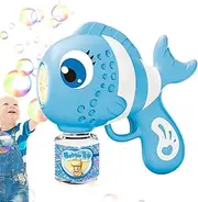 Bubble Blower Machine | Automatic Bubble Blower with Fun Fish Design,Smooth Blowing Toy with 16 Holes and Soap Dispenser for Boys Kids Bath New Year Birthday Backyard Easter