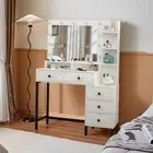 Large Dressing Table With Hollywood LED Mirror And 5 Drawers Vanity Make up Desk