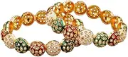 Efulgenz Gold Tone Indian Bangle Set for Women Stylish Bangle Set Indian Gold Crystal Bangles Bracelet Indian Bridal Jewelry for Wedding Bollywood Fashion Jewelry (2 Pcs)