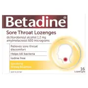 Betadine Sore Throat Lozenges (Honey & Lemon) X 16
