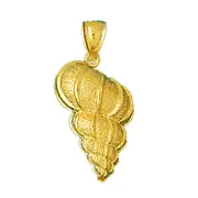 14K Gold Wentletrap Gastropod Mollusk Shell Pendant